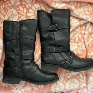 Naturalizer Black Buckle Mid-Calf Combat Boots